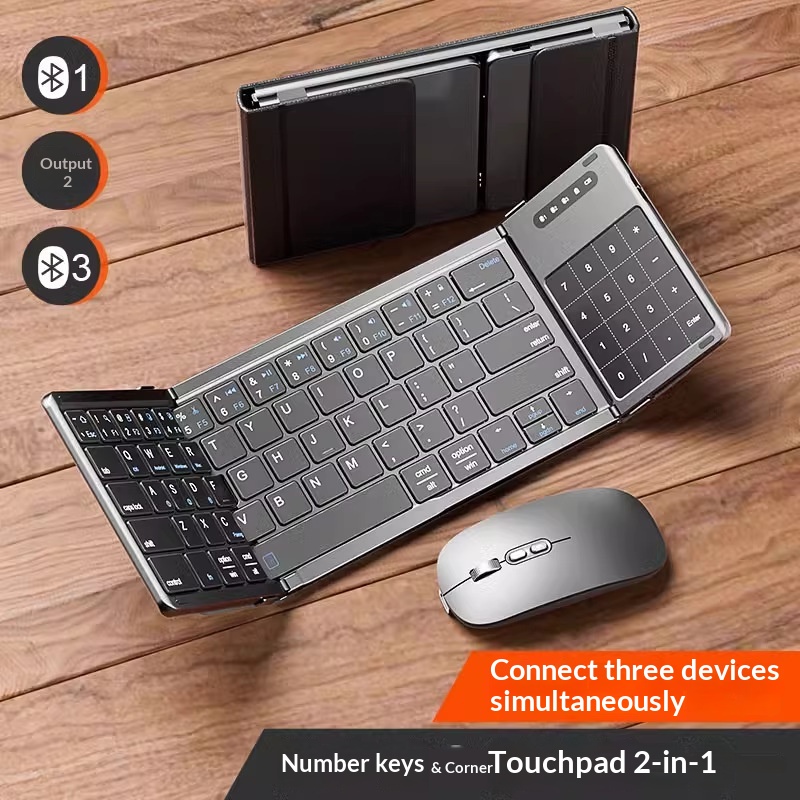 Laptop Mouse - لوحة مفاتيح بلوتوث لاسلكية ثلاثية الطي