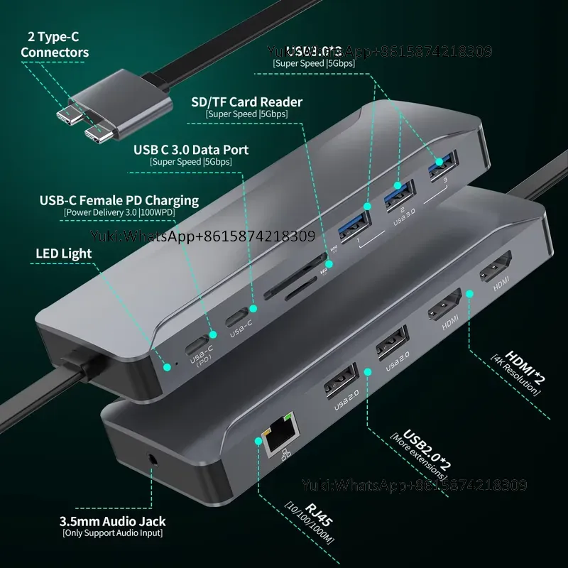محطة إرساء USB C مزدوجة الشاشة - مراجعة Usb Hub وسعره